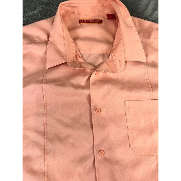 Men's Havanera Co. XL Peach/Coral Short Sleeve Button Up Shirt Excellent Cond - Picture 4 of 9